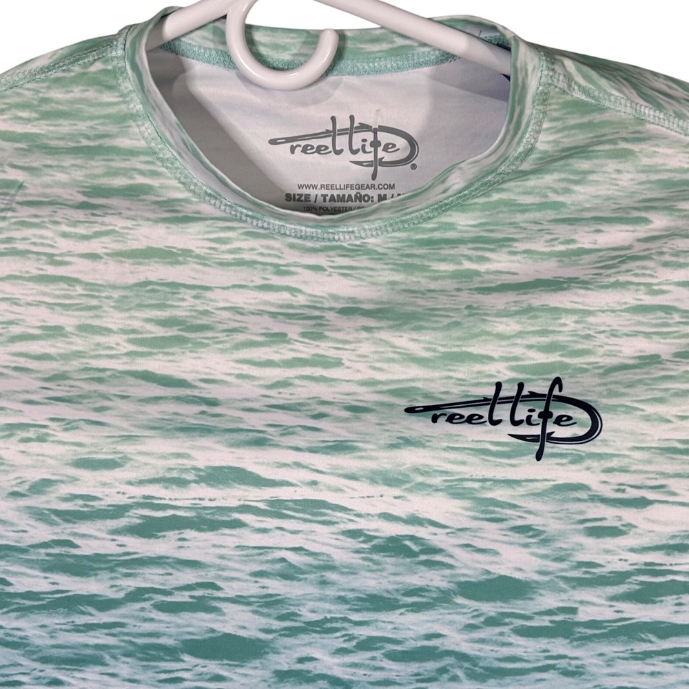 Reel Life Mens Medium Long Sleeve Fishing T-Shirt Ocean Ombre Lightweight
